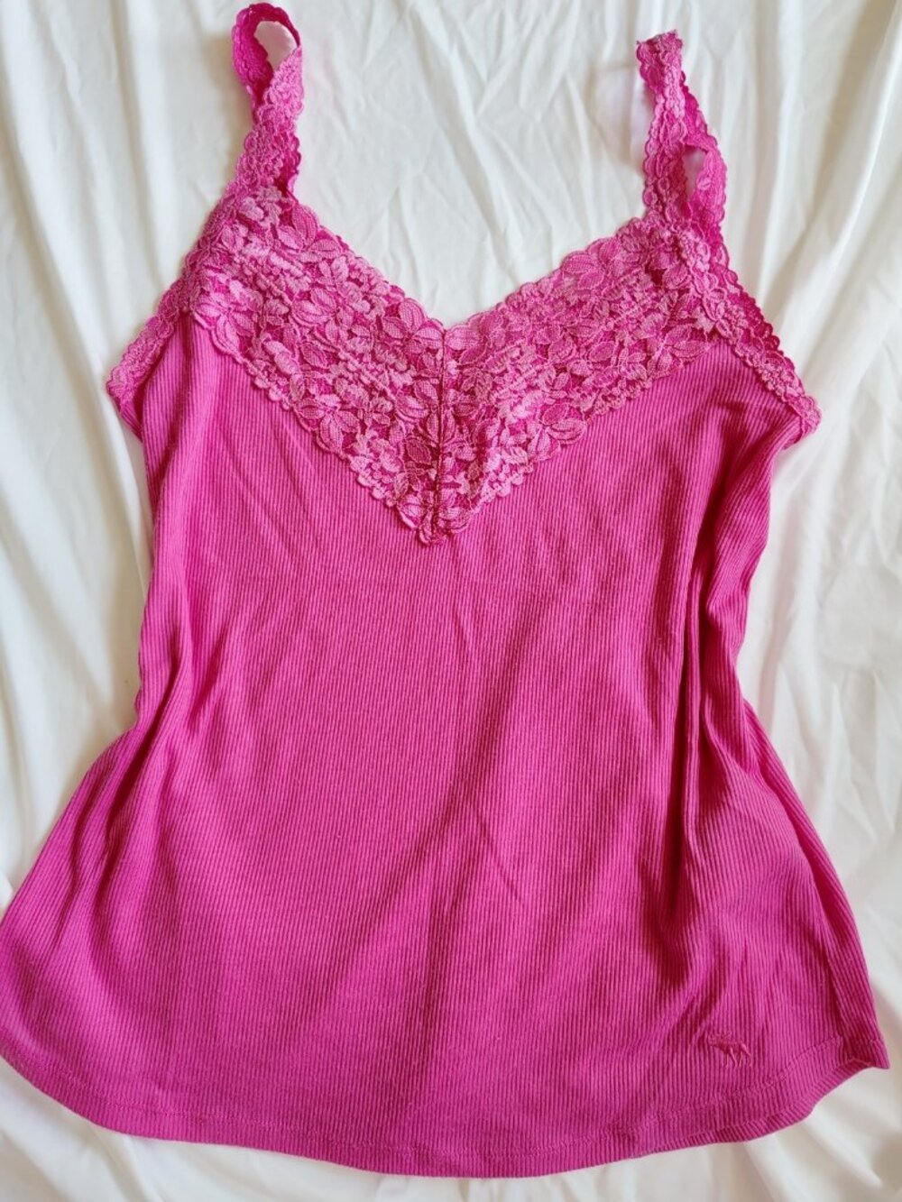 Vintage Abercrombie Lace Trim Cami Tank Top Size L Large Y2k 2000s
